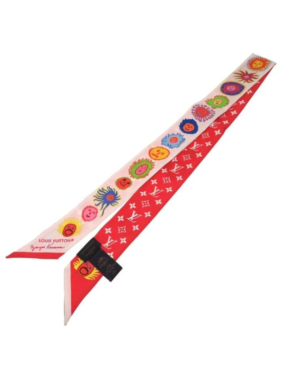 Louis Vuitton Yayoi Kusama YK Bandeau BB Face Silk White Red Scarf